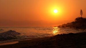 Beautiful sunset seen on one of the Costa del Sol's many beaches