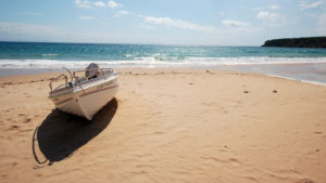 Traditional fishing boat on the shore