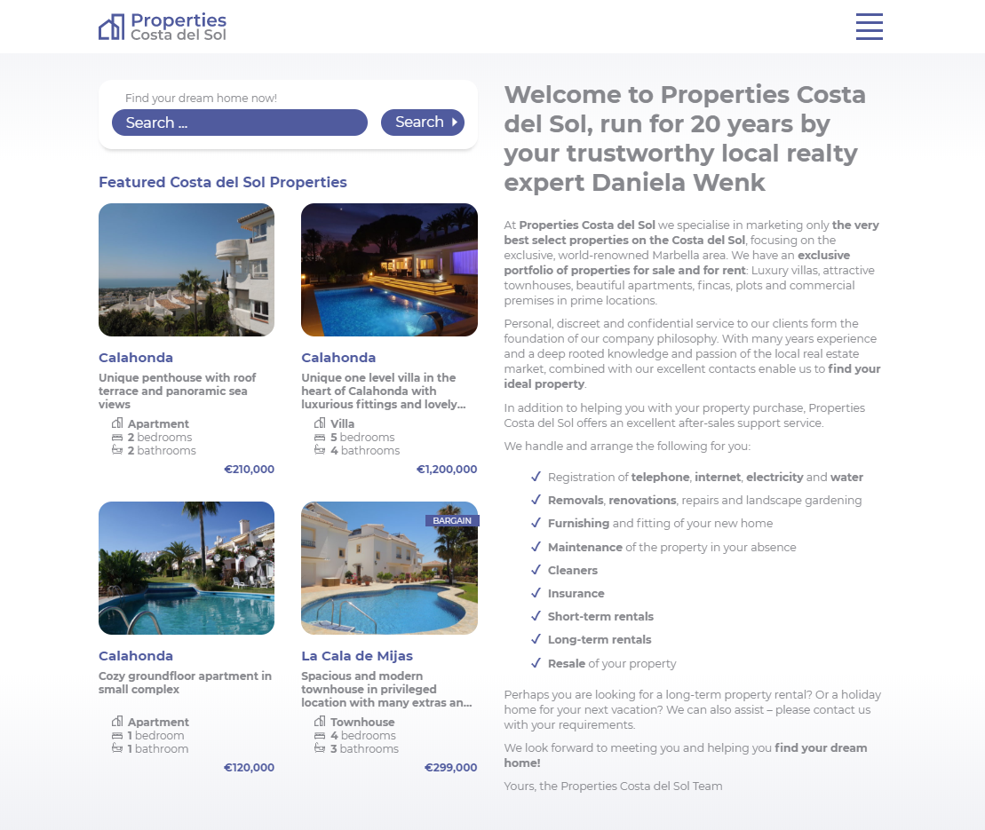 to Properties Costa del Sol, run for 20 years by your trustworthy local realty expert to Properties Costa del Sol, run for 20 years by your trustworthy local realty expert